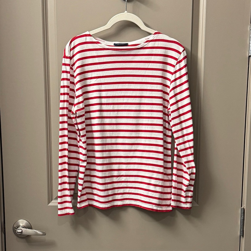 Saint James Red and White Striped Long Sleeve Tee - Picture 4 of 9